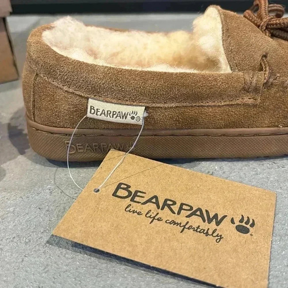 BEARPAW Moc II Youth, suede upper, sheepskin lined, rubber outsole slippers - Picture 7 of 9